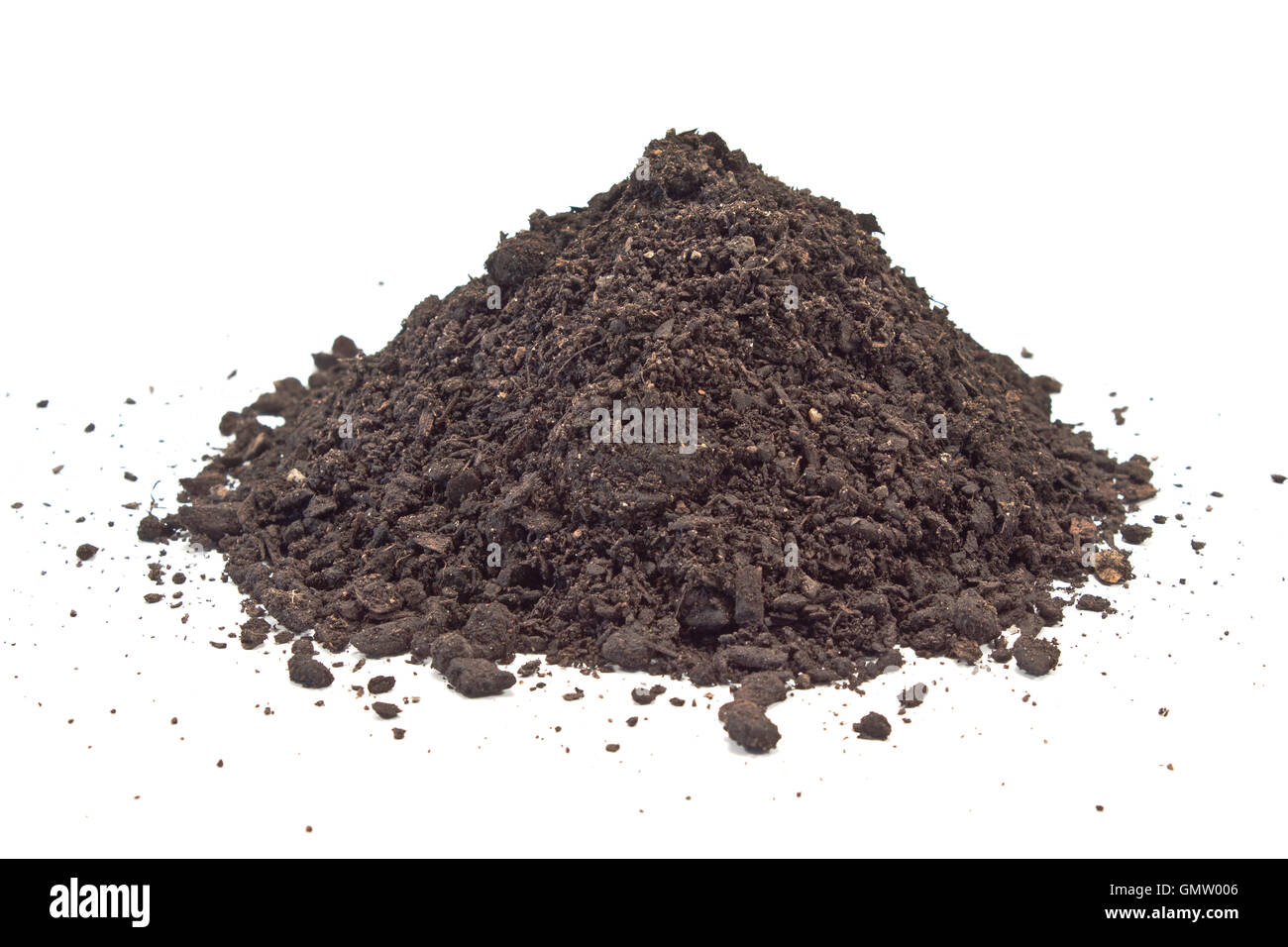 Humus soil pile isolated on white Stock Photo