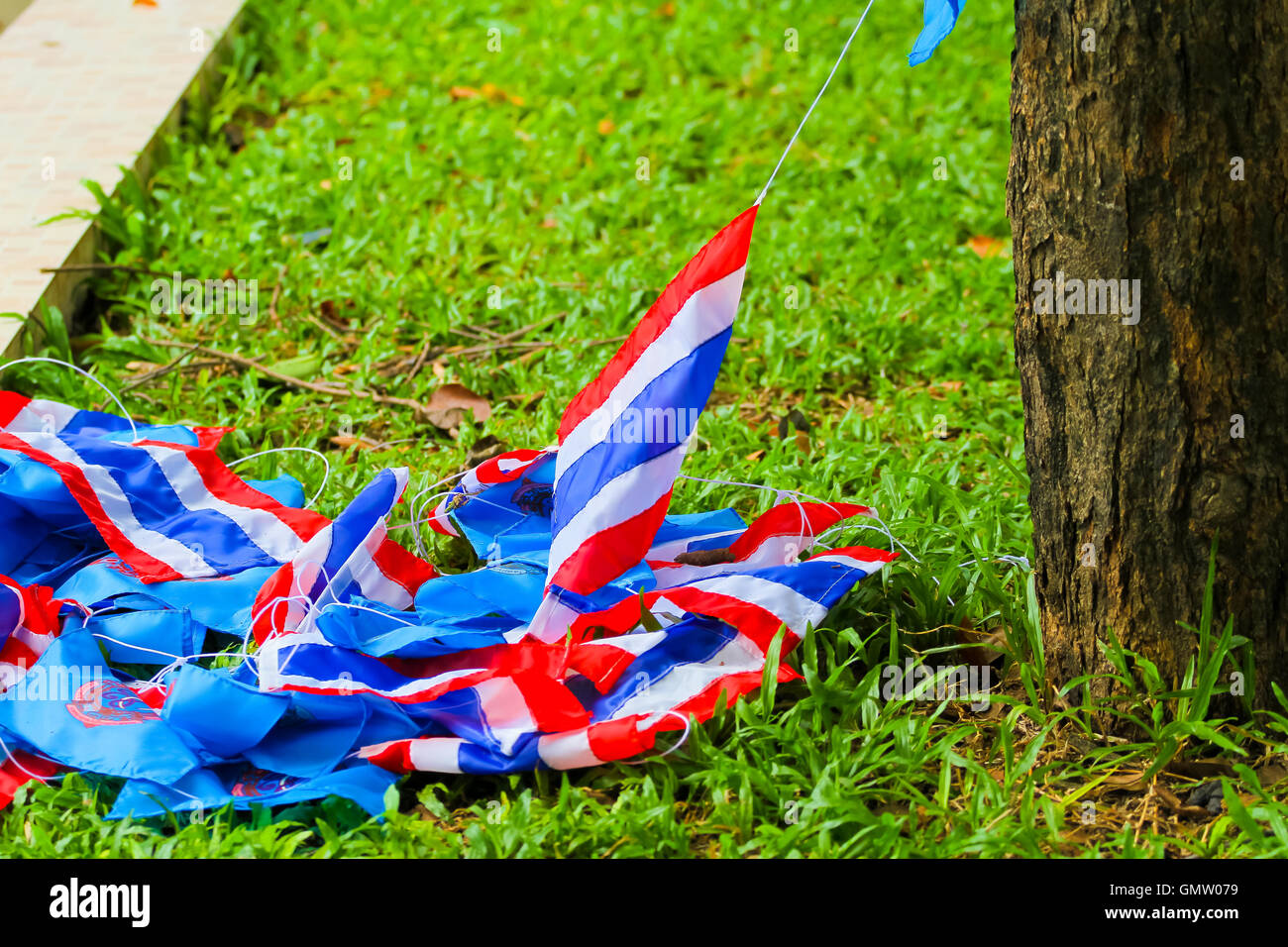 Thailand flag on tree background Stock Photo - Alamy