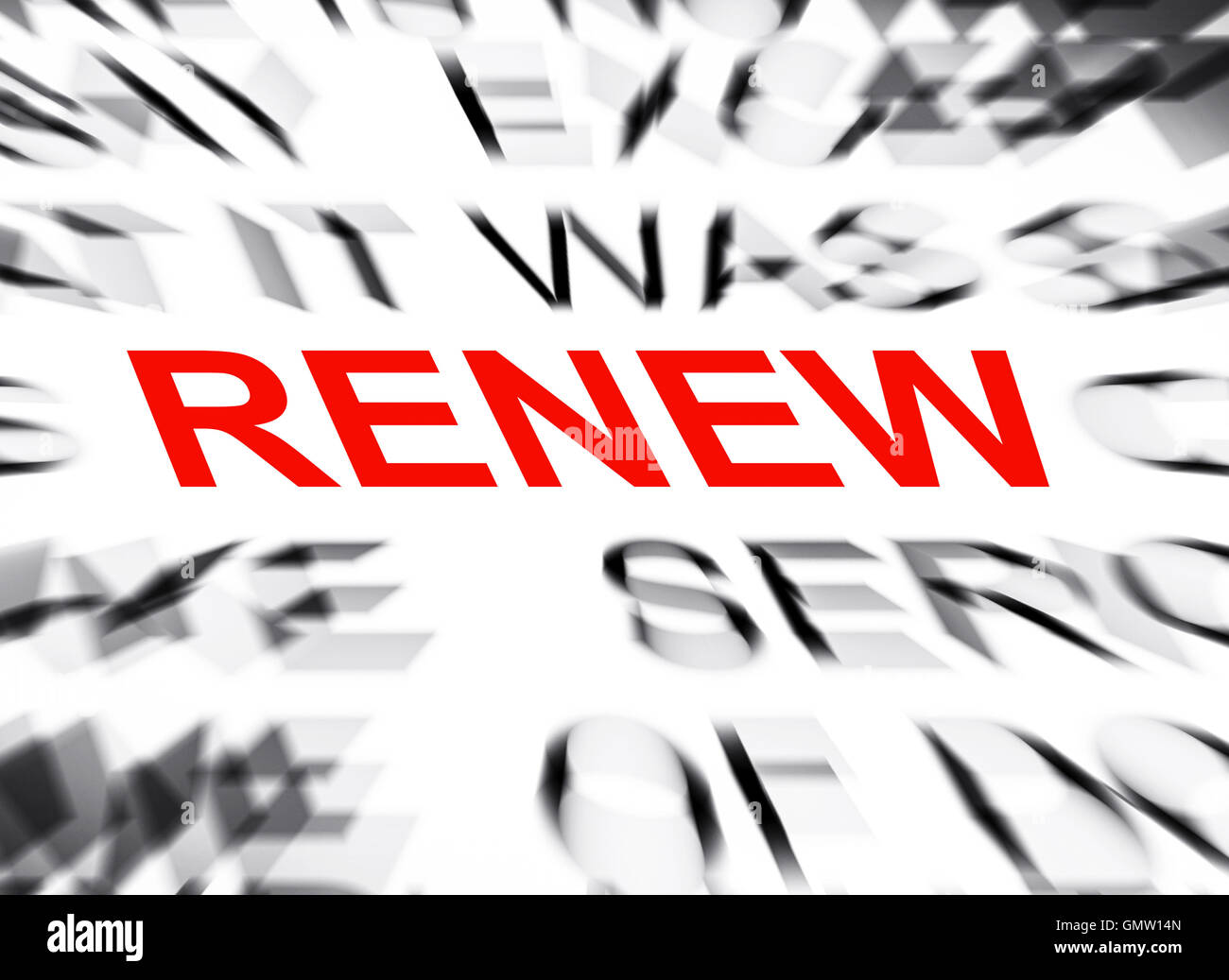 Blured text with focus on RENEW Stock Photo - Alamy
