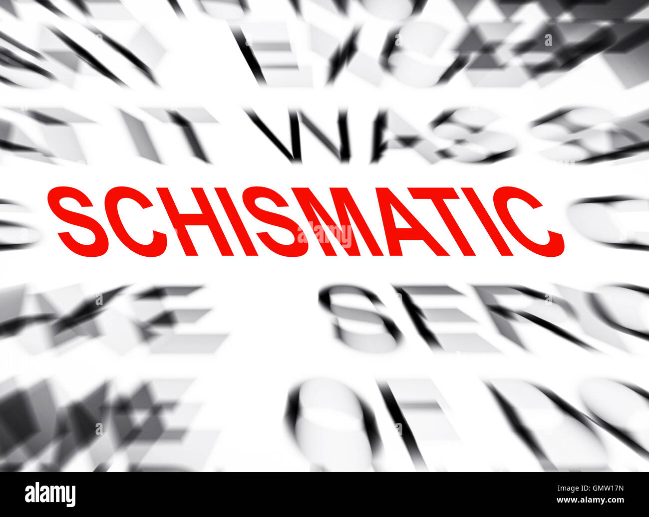 Blured text with focus on SCHISMATIC Stock Photo