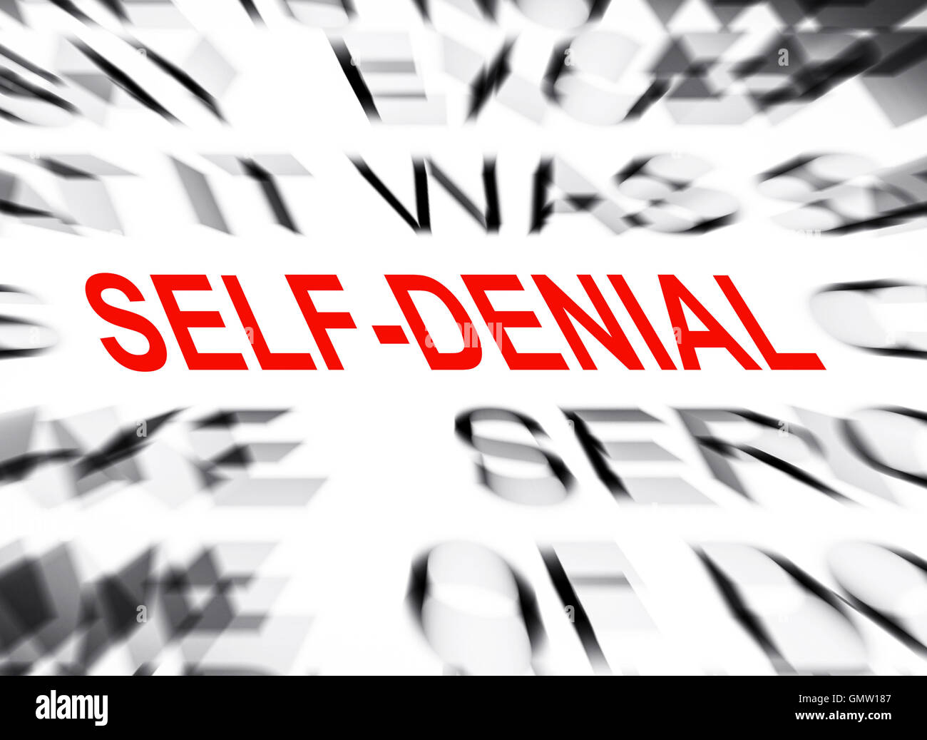 Blured text with focus on SELF DENIAL Stock Photo Alamy