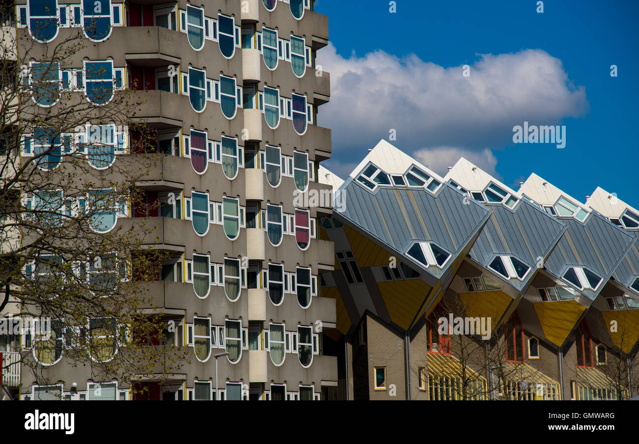 square houses at blaak in rotterdam holland Stock Photo