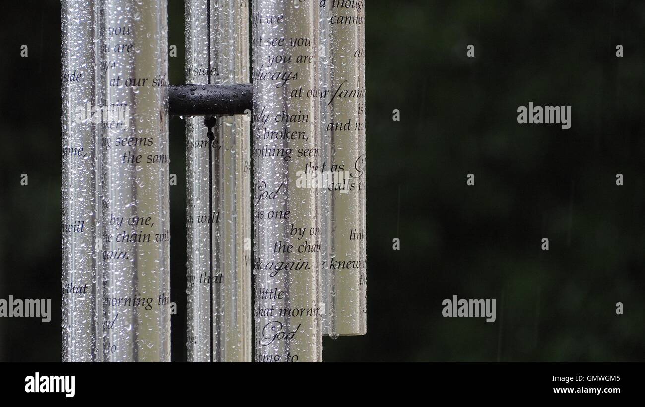 wind chimes in the rain Stock Photo Alamy
