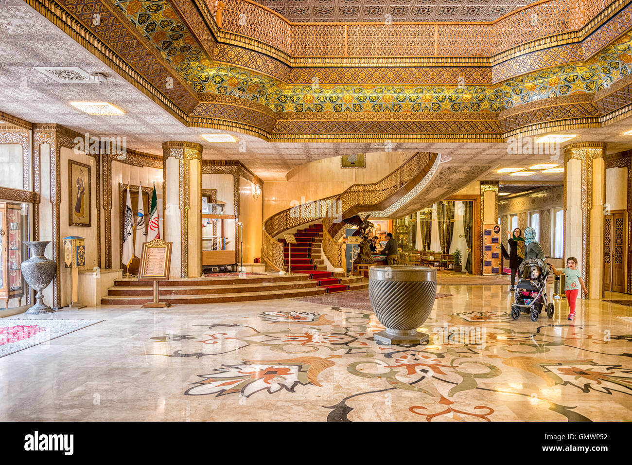 The elaborately decorated lobby of the Abbasi Hotel in ...