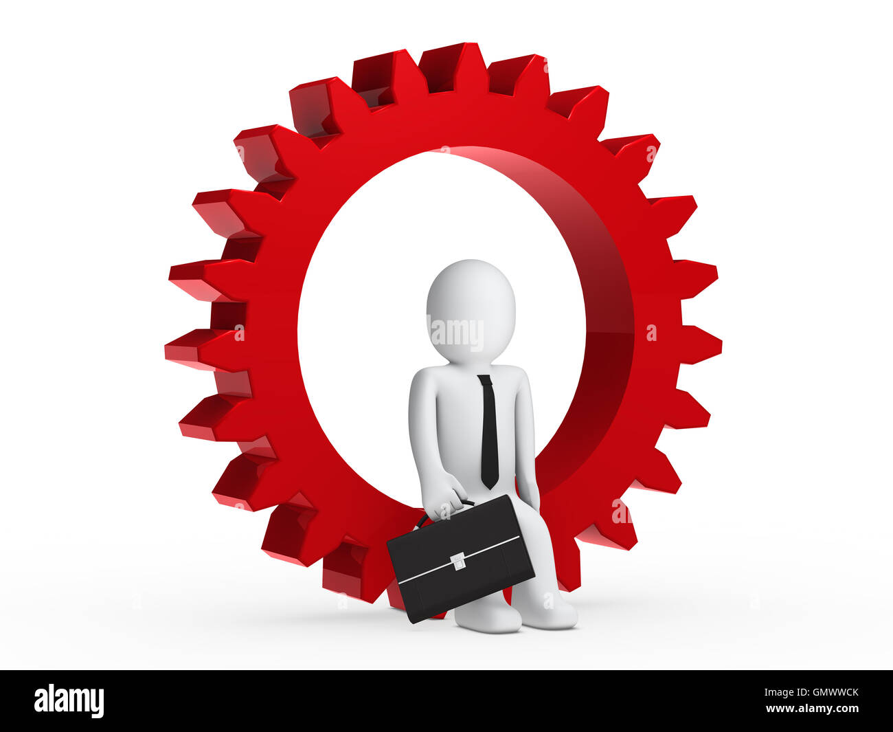 Businesman sitting in red gear Stock Photo