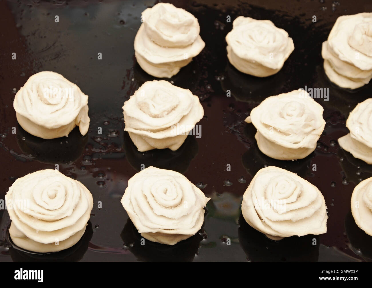 ball dough on the tray in nice arrangement Stock Photo Alamy