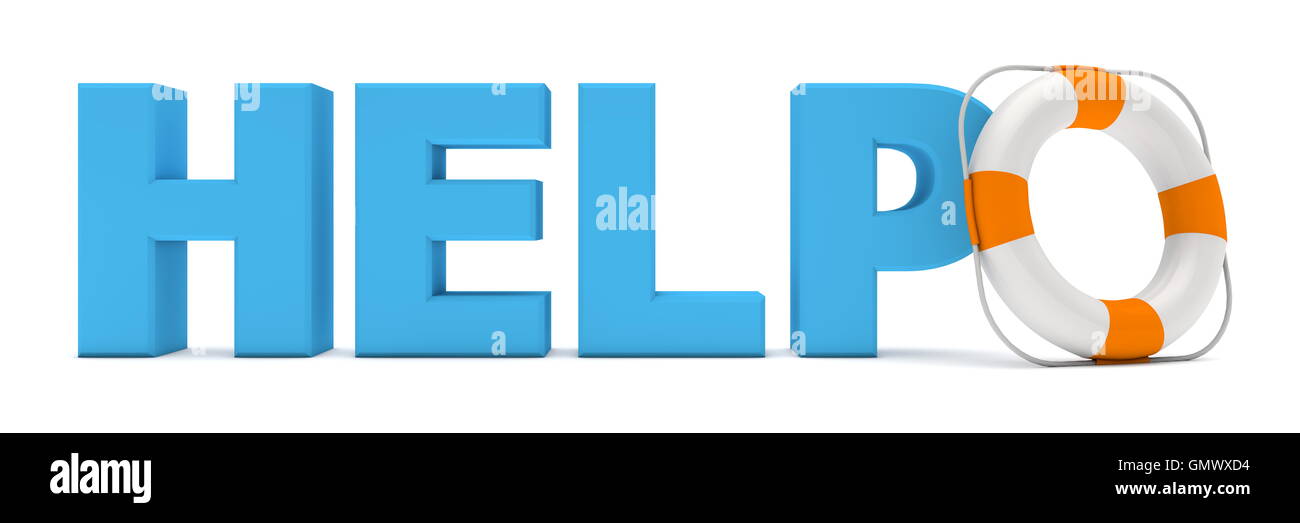 Blue Word Help with Lifebelt - Front View Stock Photo - Alamy