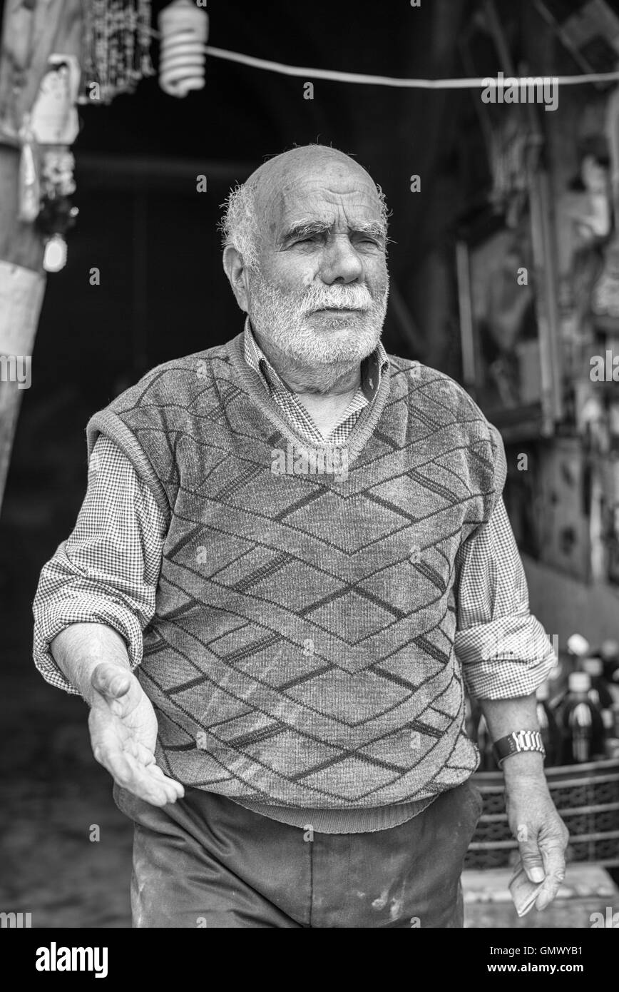 Mohammed Mehdi Mohhebi , oil processing shop owner in Isfahan, Iran. Stock Photo