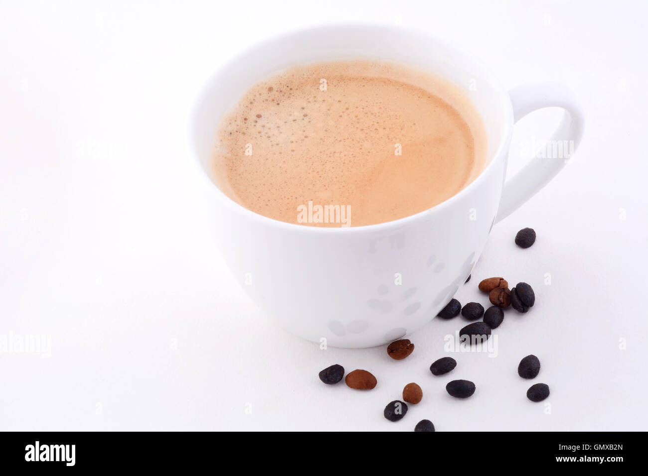 Cup of coffee and coffee beans isolated on white background Stock Photo ...