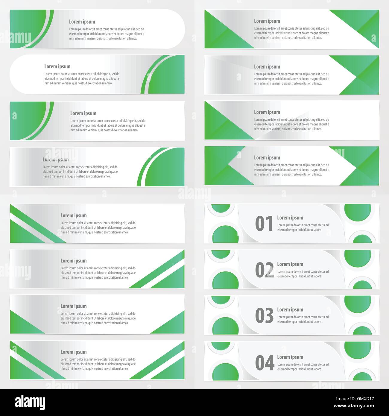 banner green color design pack Stock Vector
