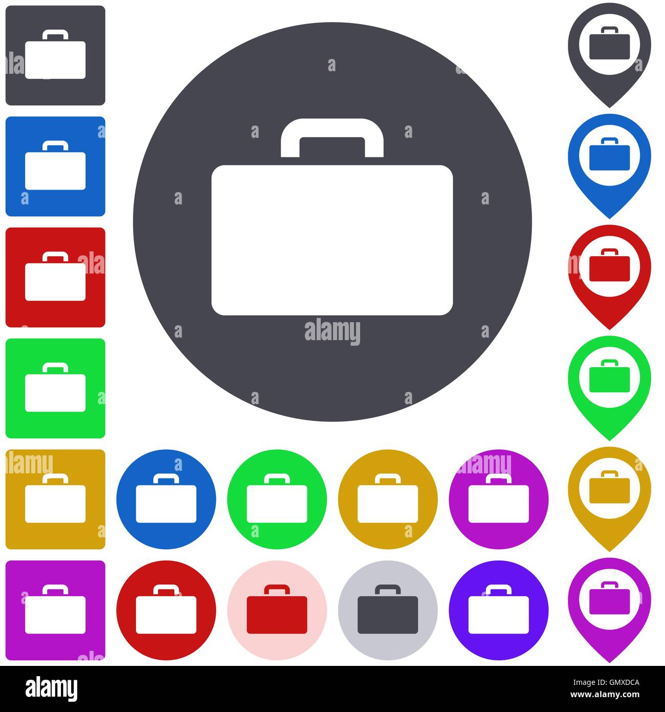 Color briefcase icon set Stock Vector