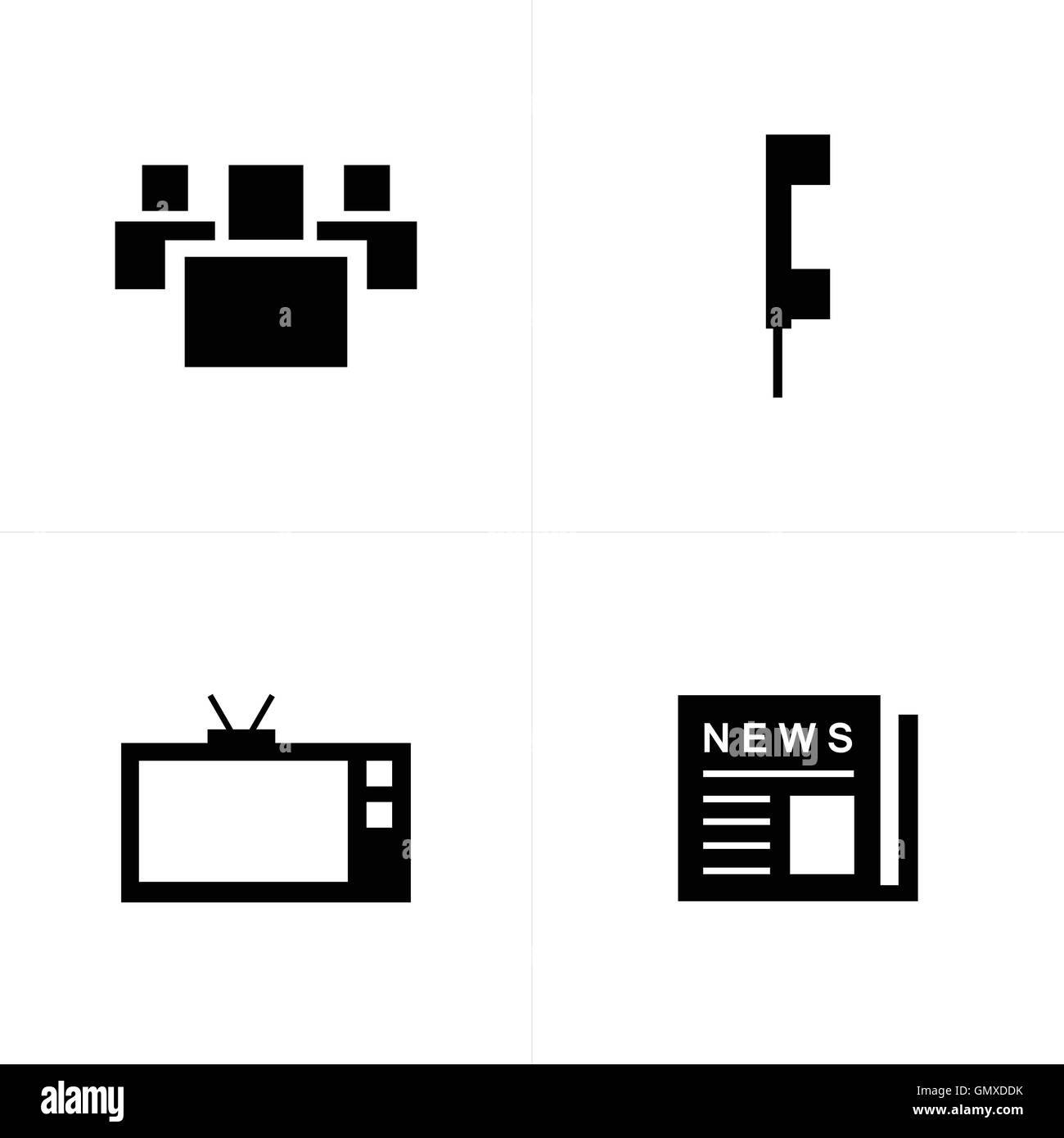 people, news, tv, phone icons Stock Vector