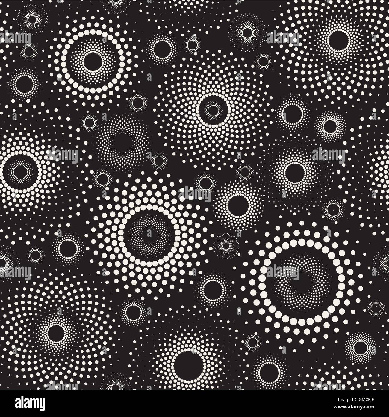 Vector Seamless Black and White Rounded Circles Ornament SunBursts ...