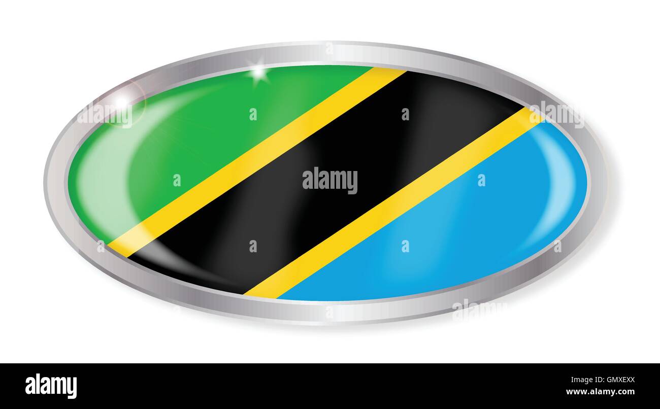Tanzania Flag Oval Button Stock Vector