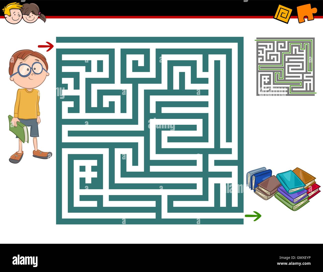 Cartoon Illustration of Education Maze or Labyrinth Activity Game for ...