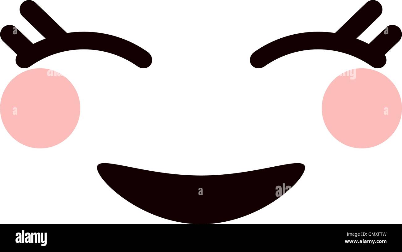kawaii happy facial expression icon Stock Vector Image & Art - Alamy