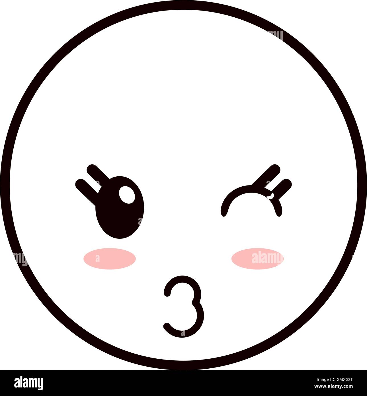 kawaii happy facial expression emoticon icon Stock Vector Image & Art ...