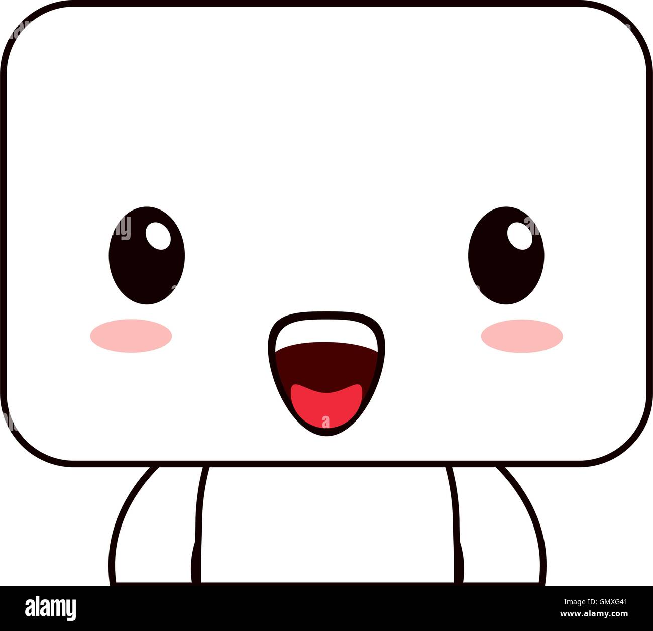 kawaii doll happy facial expression icon Stock Vector Image & Art - Alamy