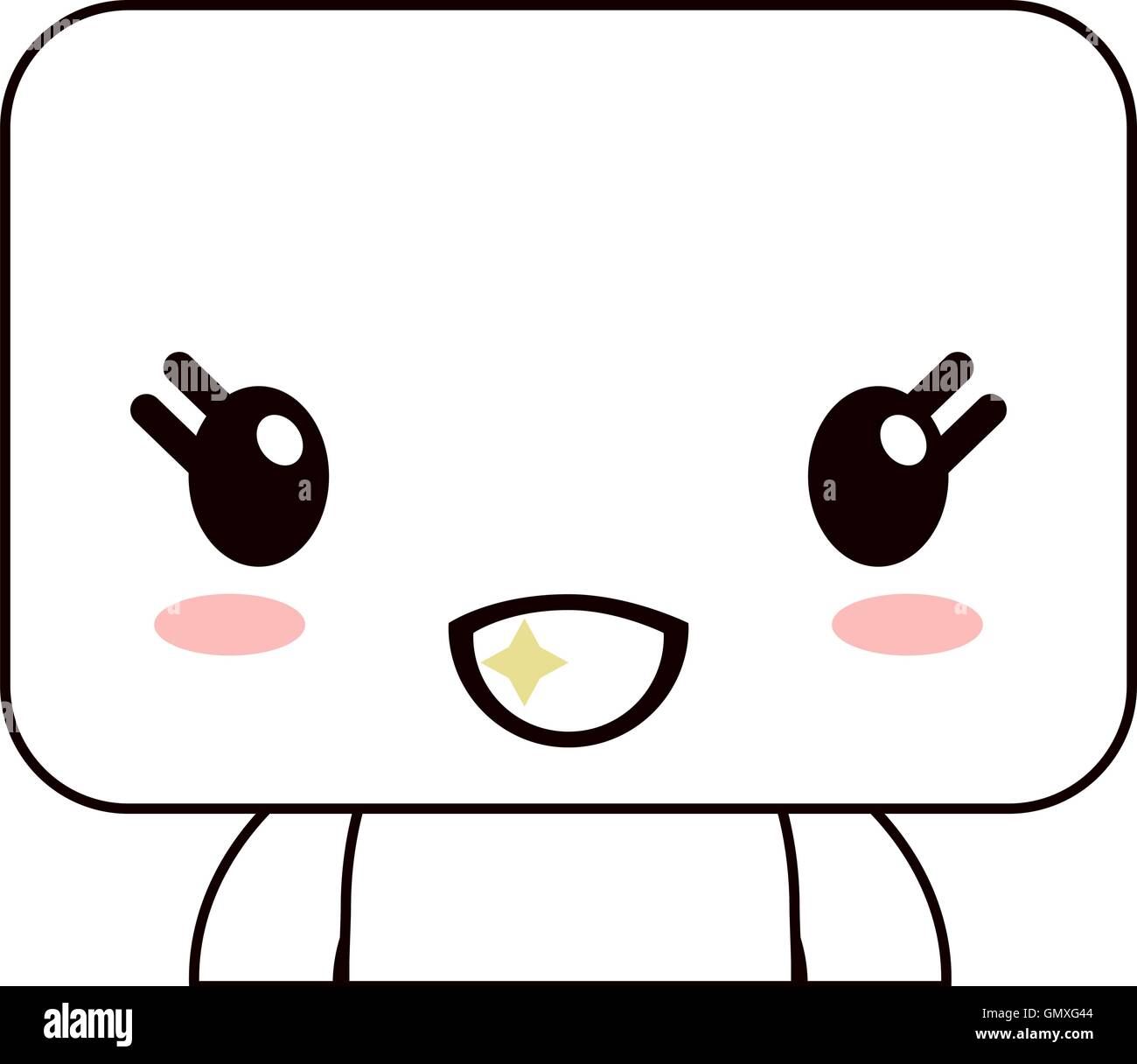 kawaii doll happy facial expression icon Stock Vector Image & Art - Alamy
