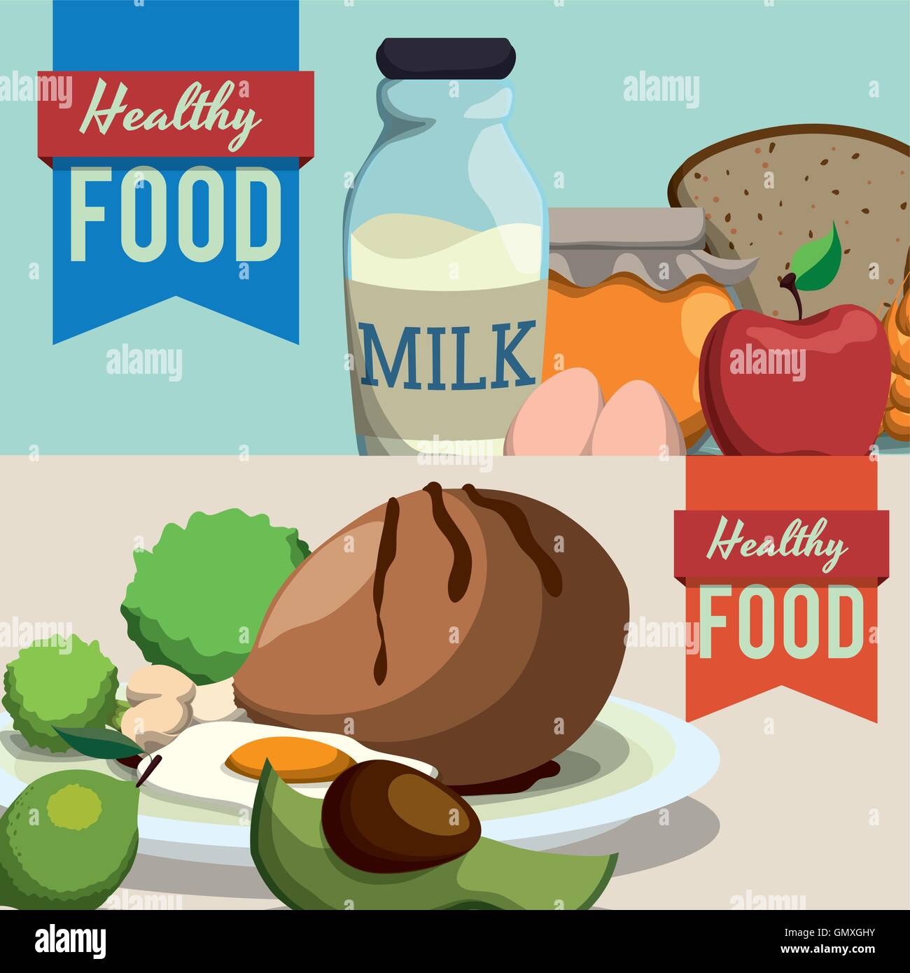 healthy and organic food design Stock Vector Image & Art - Alamy