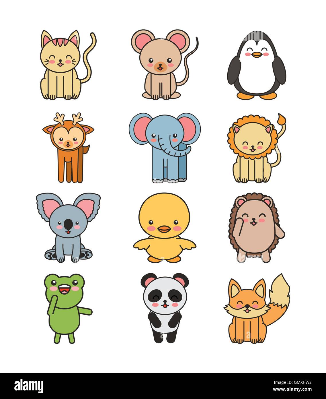 set animals cute tender isolated icon Stock Vector Image & Art - Alamy