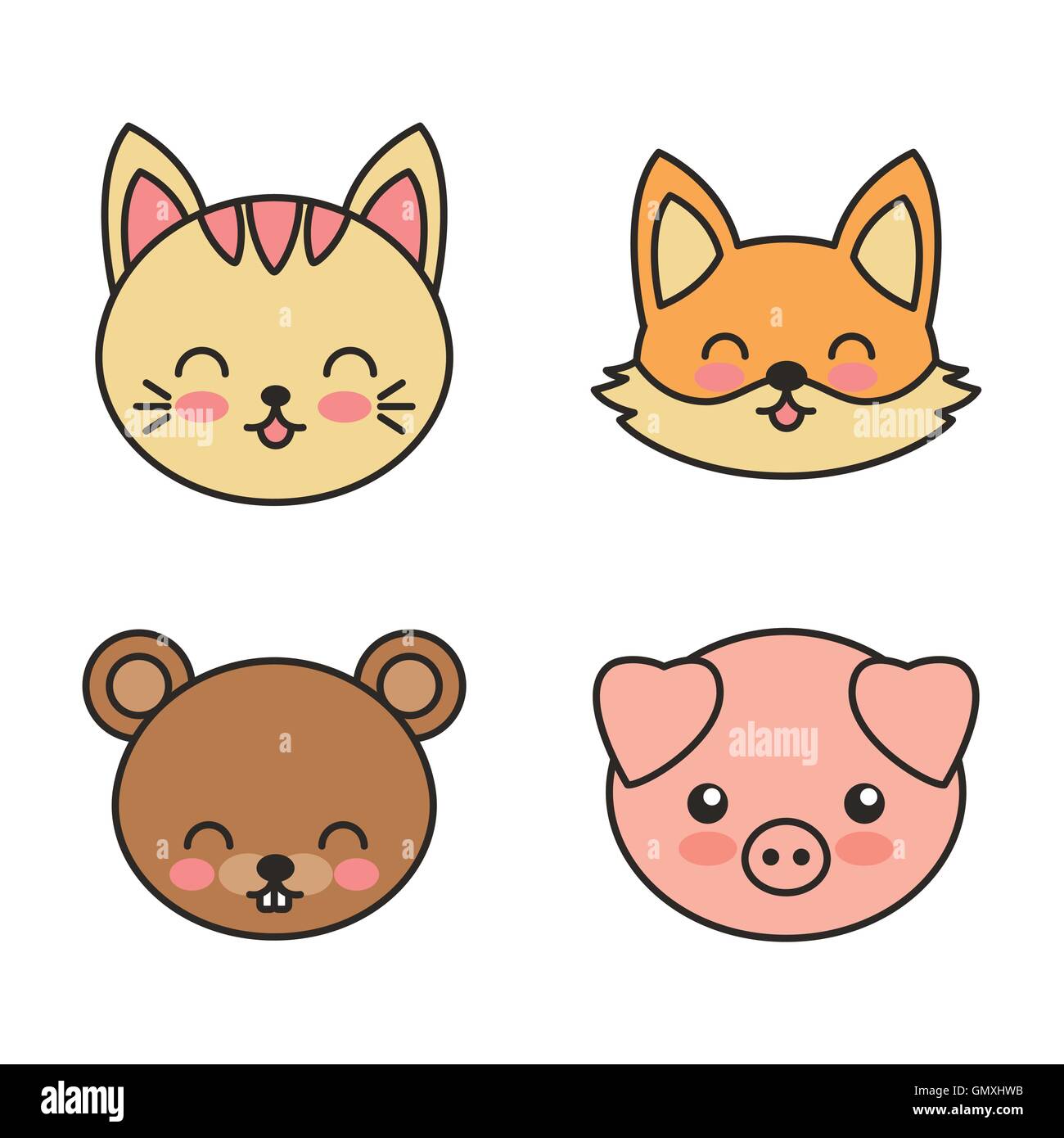 set animals cute tender isolated icon Stock Vector Image & Art - Alamy