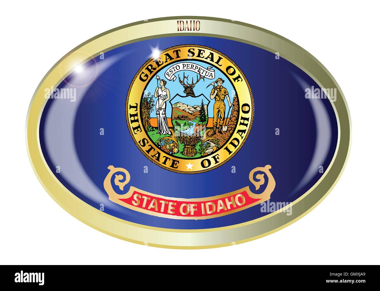 Idaho State Flag Oval Button Stock Vector