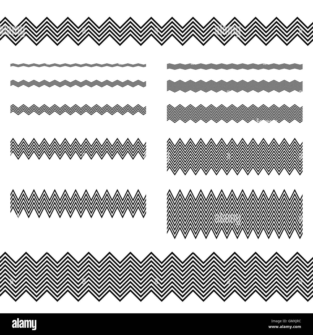 Graphic design elements zigzag line divider set Stock Vector Image