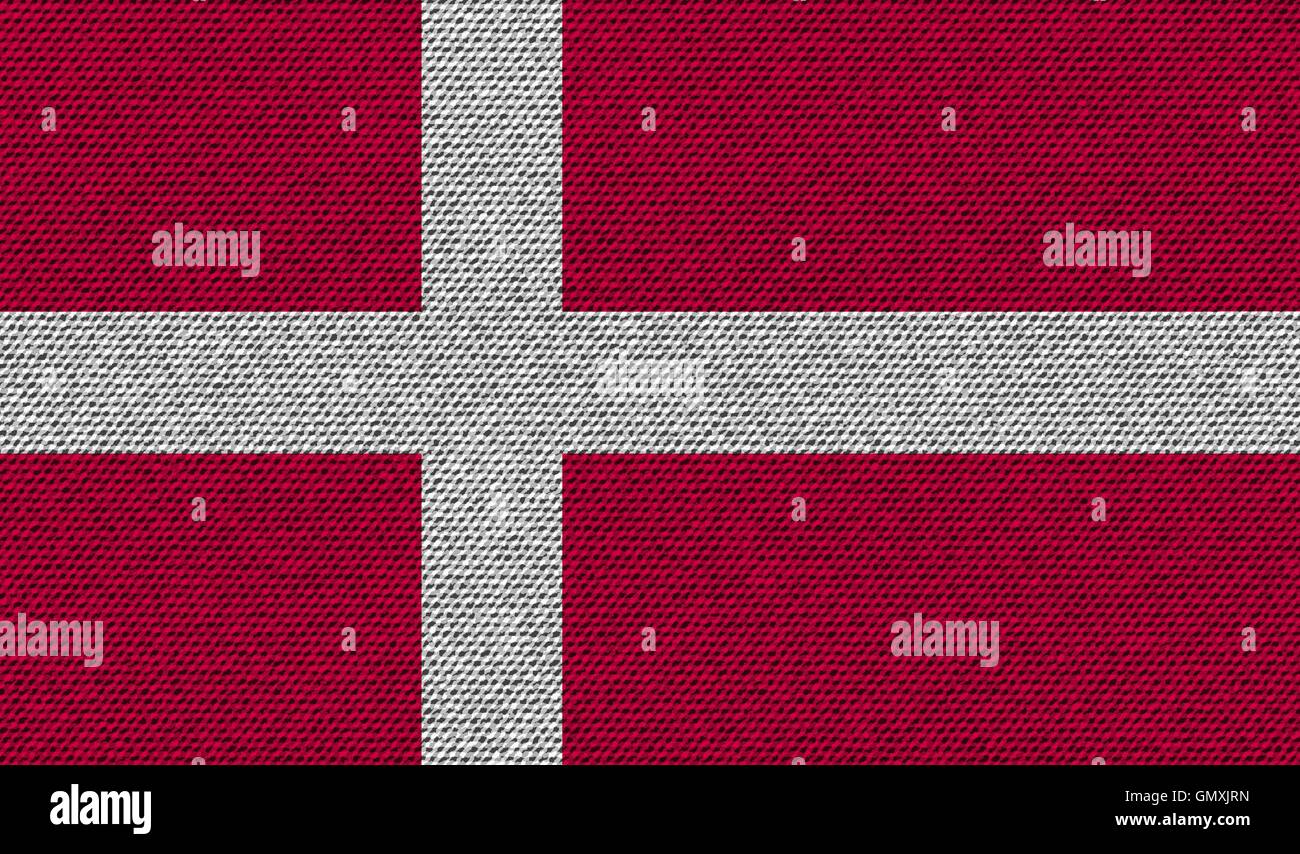 Flags Denmark on denim texture. Vector Stock Vector