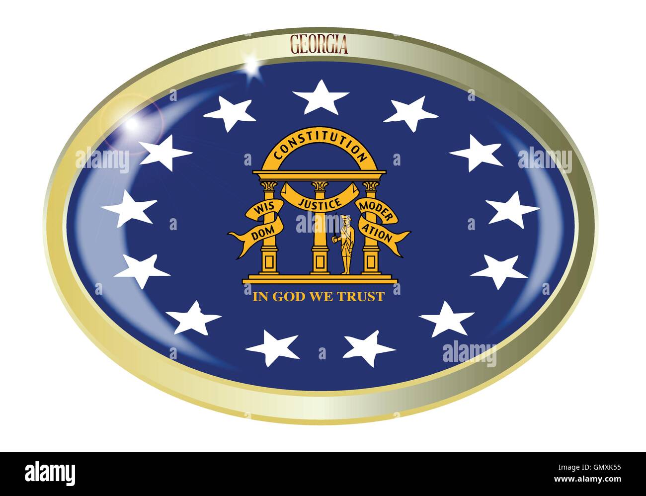 Georgia State Flag Oval Button Stock Vector