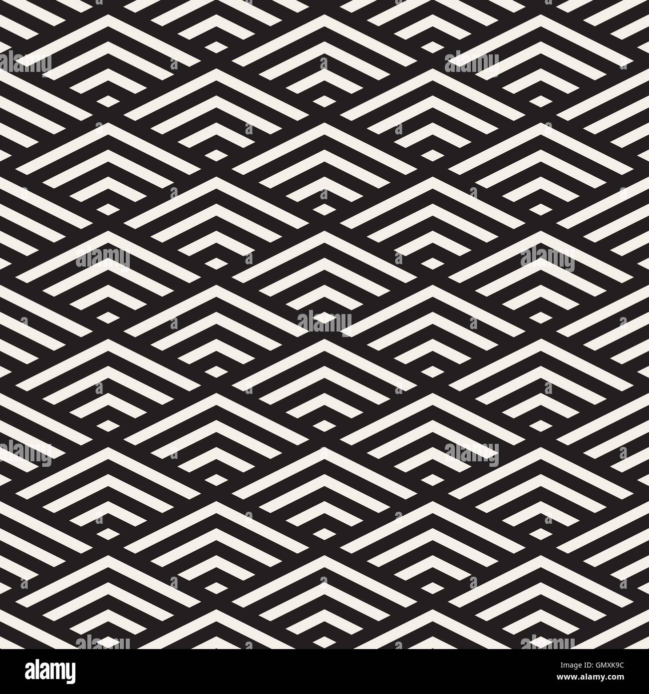 Vector Seamless Black and White Rhombus Grid Isometric Stripes Pattern Stock Vector