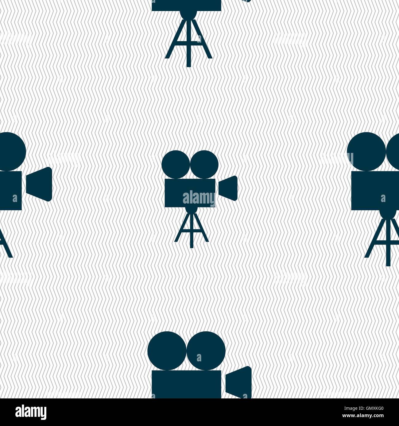 Video camera icon sign. Seamless pattern with geometric texture. Vector ...