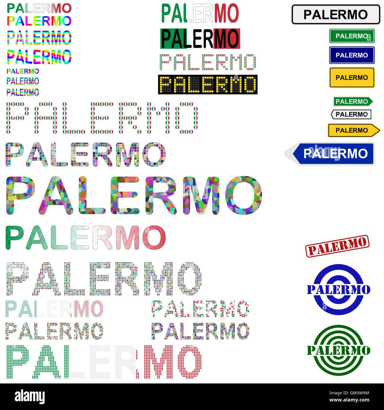 Palermo text design set Stock Vector
