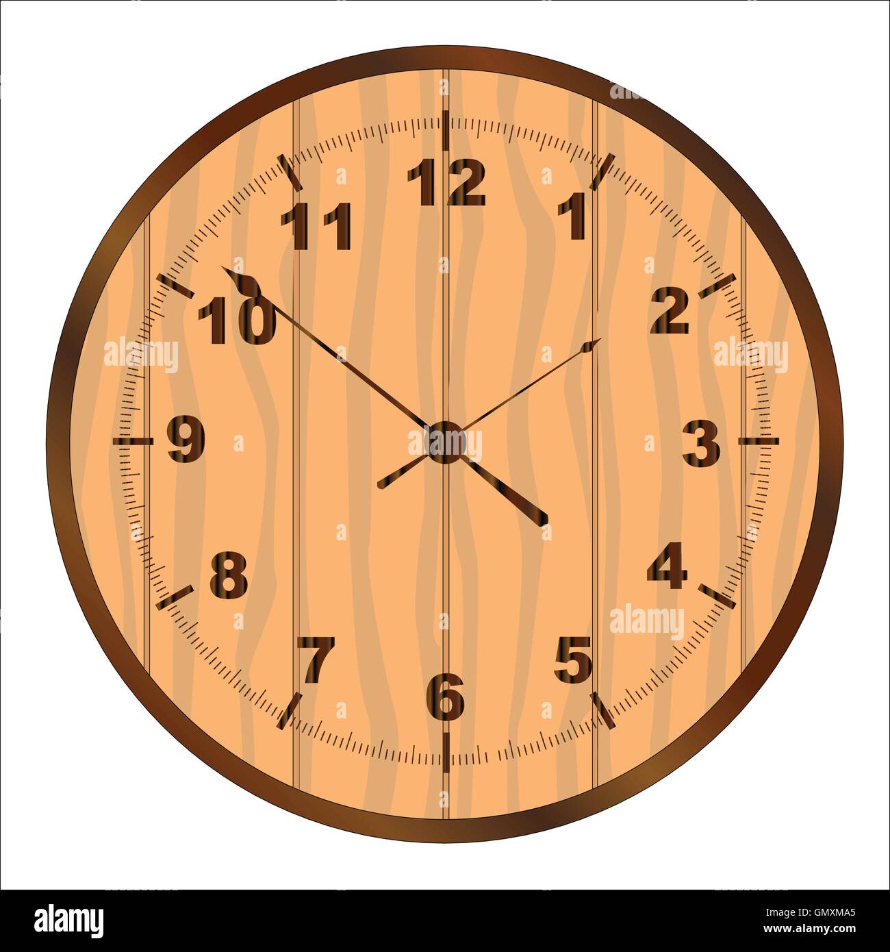 Wooden Clock Face Stock Vector