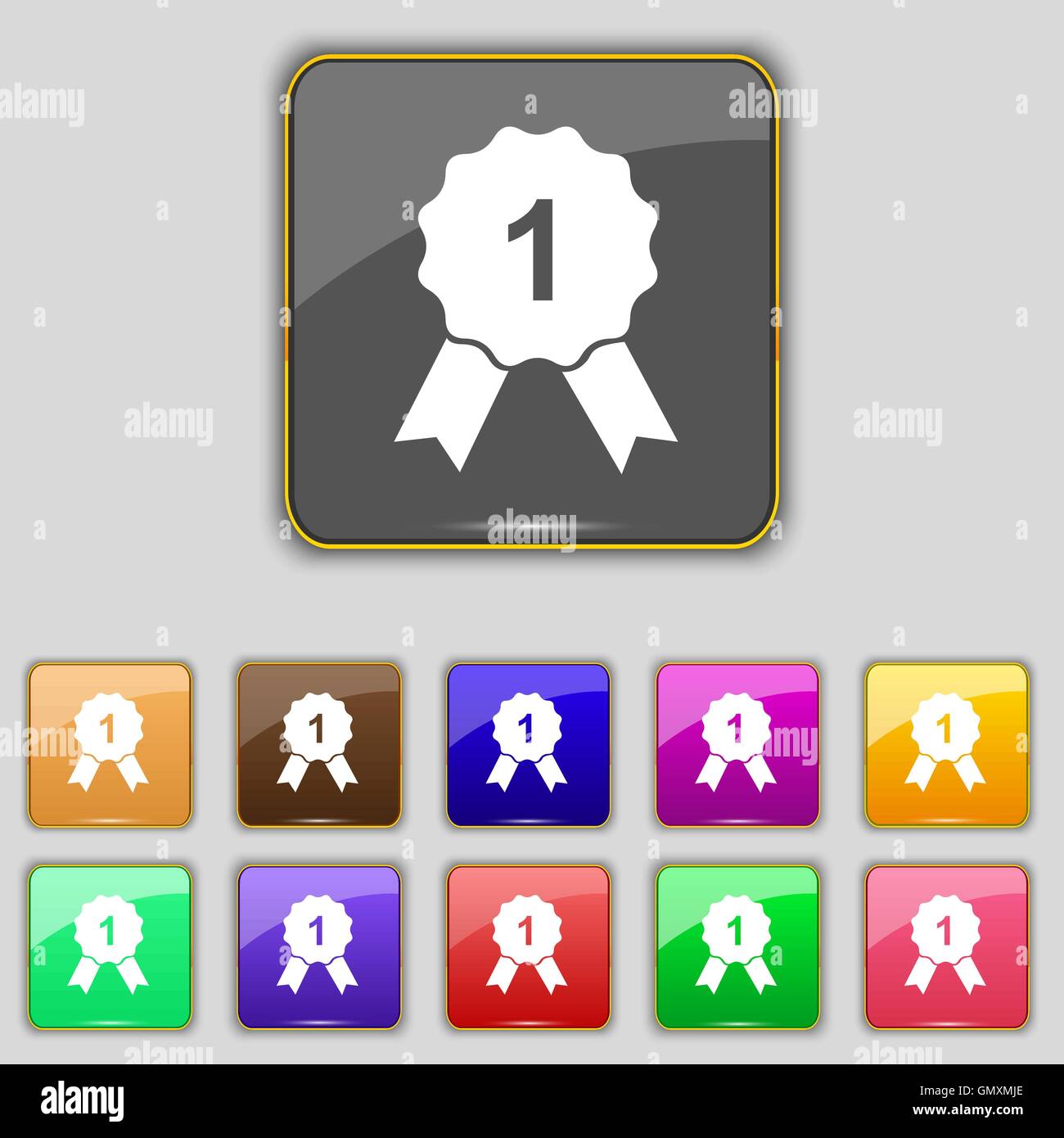 award medal icon sign. Set with eleven colored buttons for your site ...