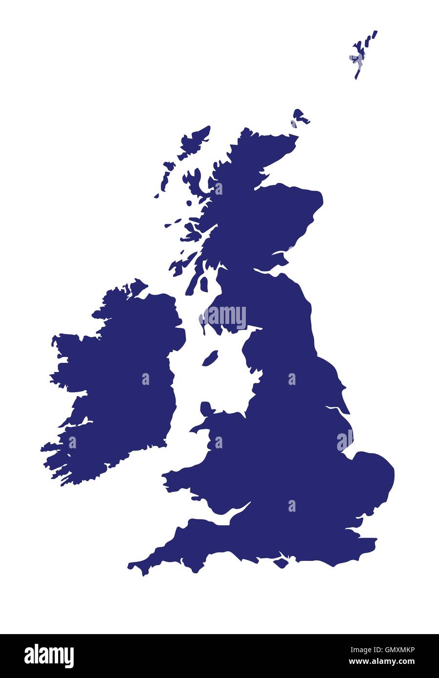 U.K. and Southern Ireland Silhouette Stock Vector
