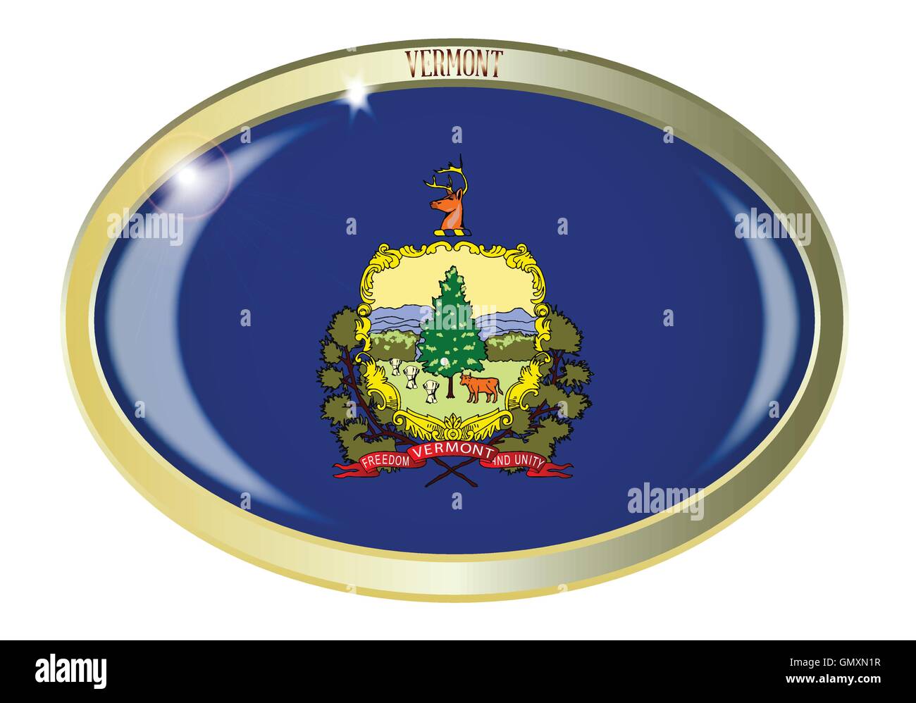 Vermont State Flag Oval Button Stock Vector