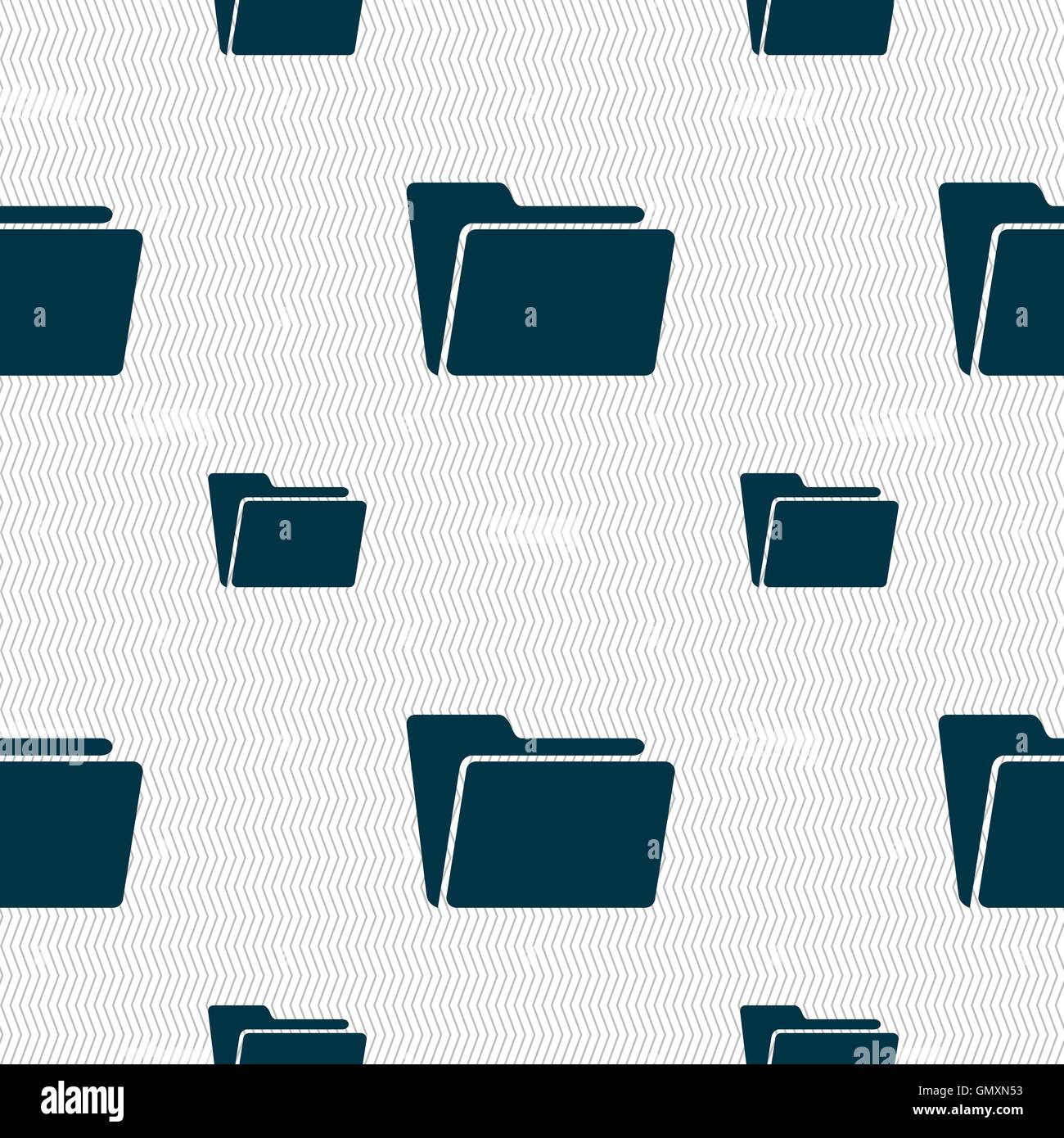 Folder icon sign. Seamless pattern with geometric texture. Vector Stock ...
