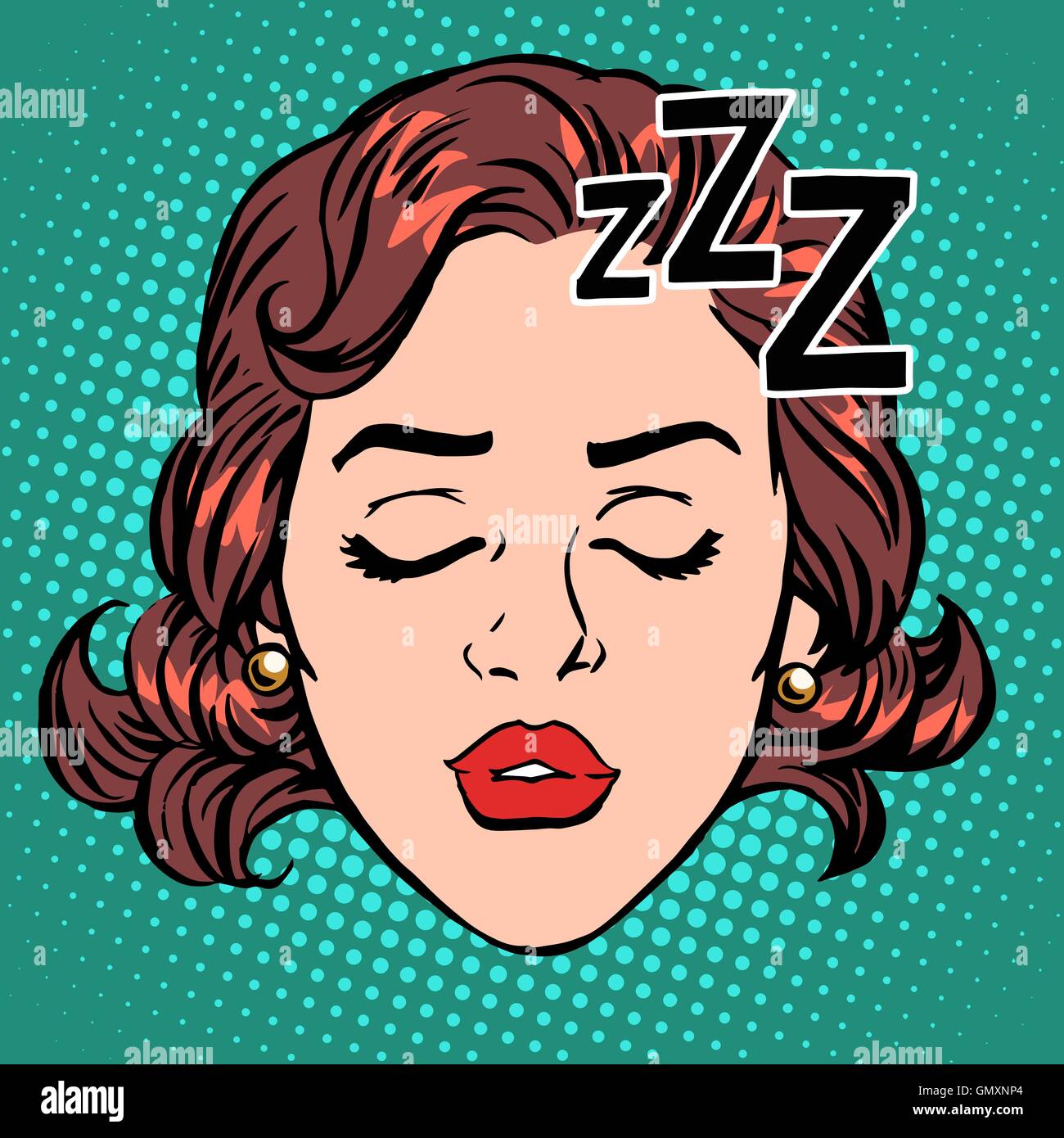 Emoji icon woman face sleep Stock Vector