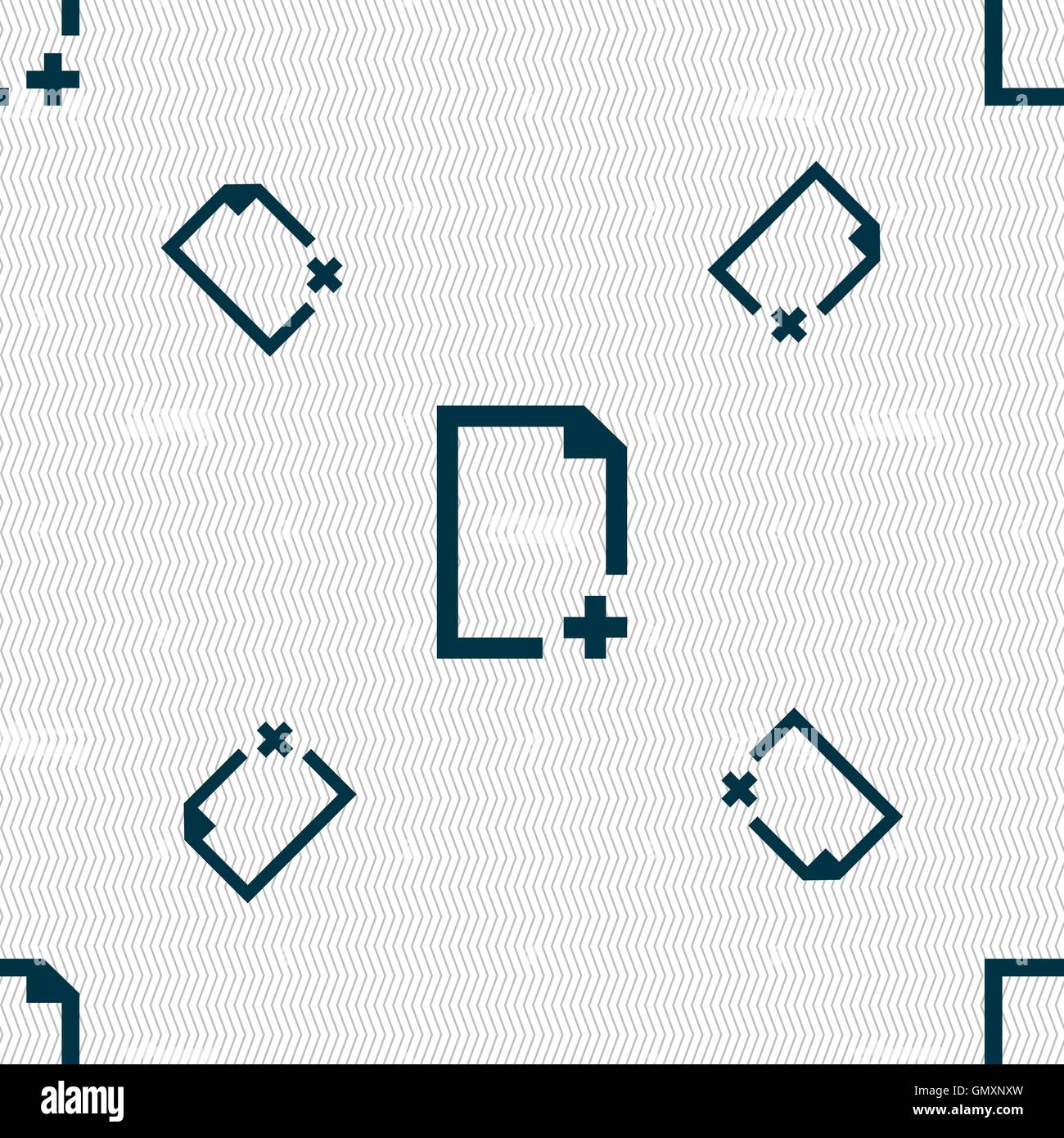 Add file icon sign. Seamless pattern with geometric texture. Vector ...