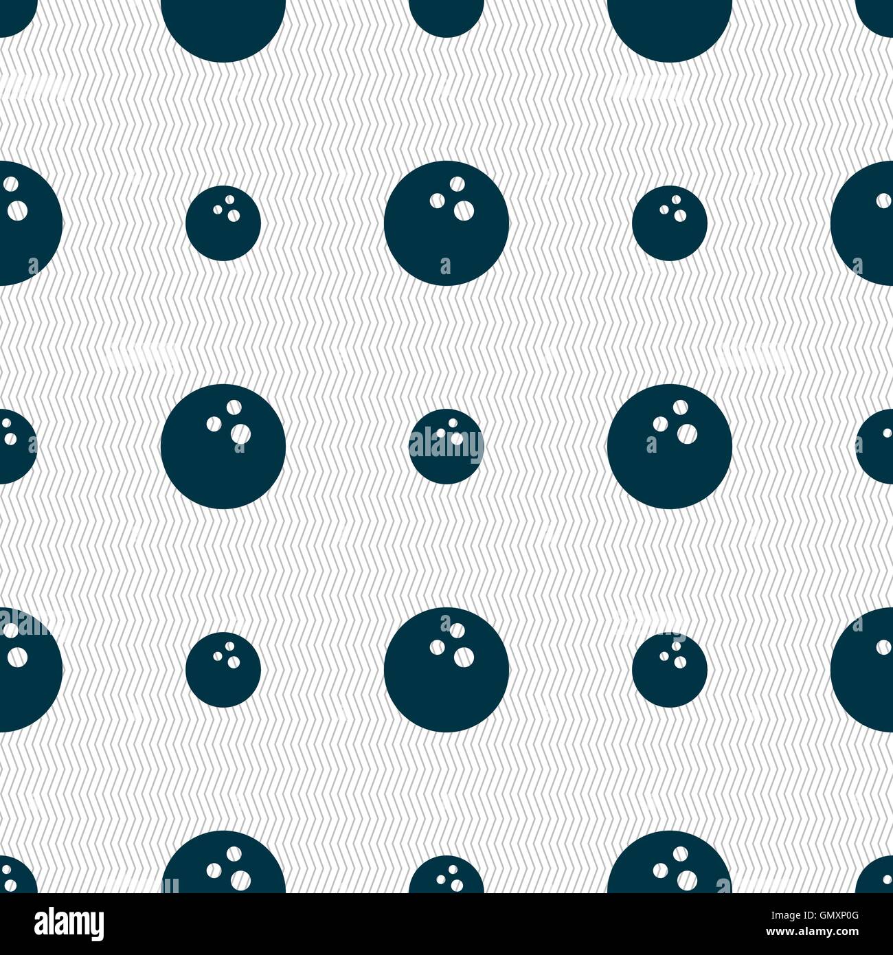 Bowling game, ball icon sign. Seamless pattern with geometric texture ...