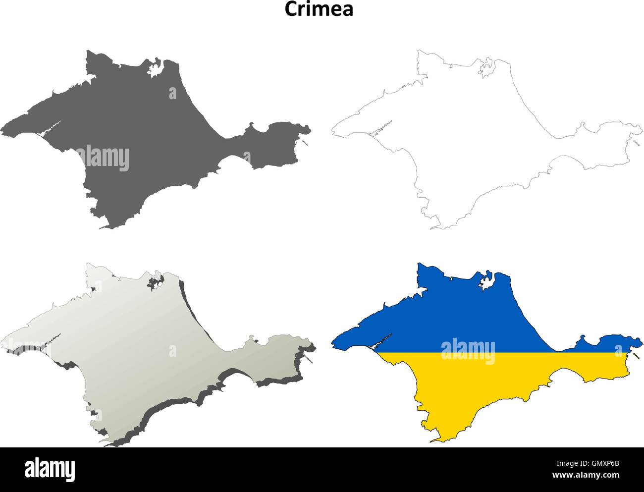 Crimea outline map set - Ukrainian version Stock Vector