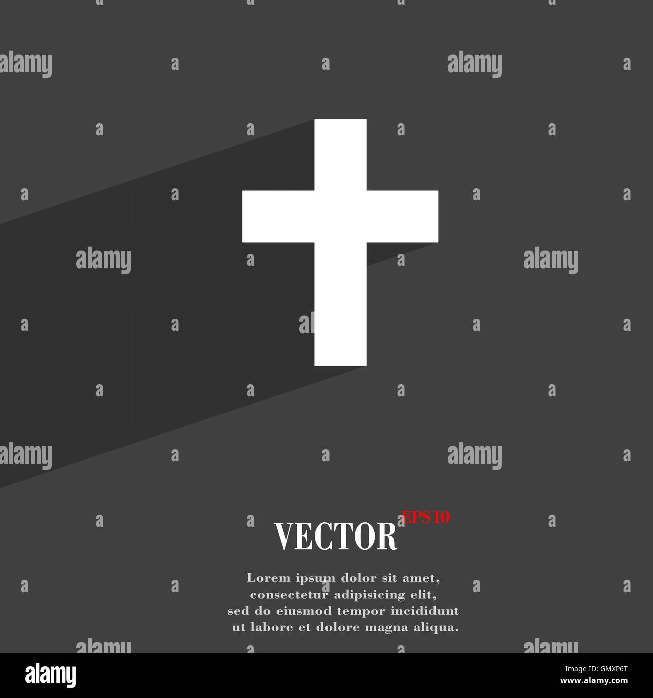 religious cross, Christian symbol Flat modern web design with long shadow and space for your text. Vector Stock Vector