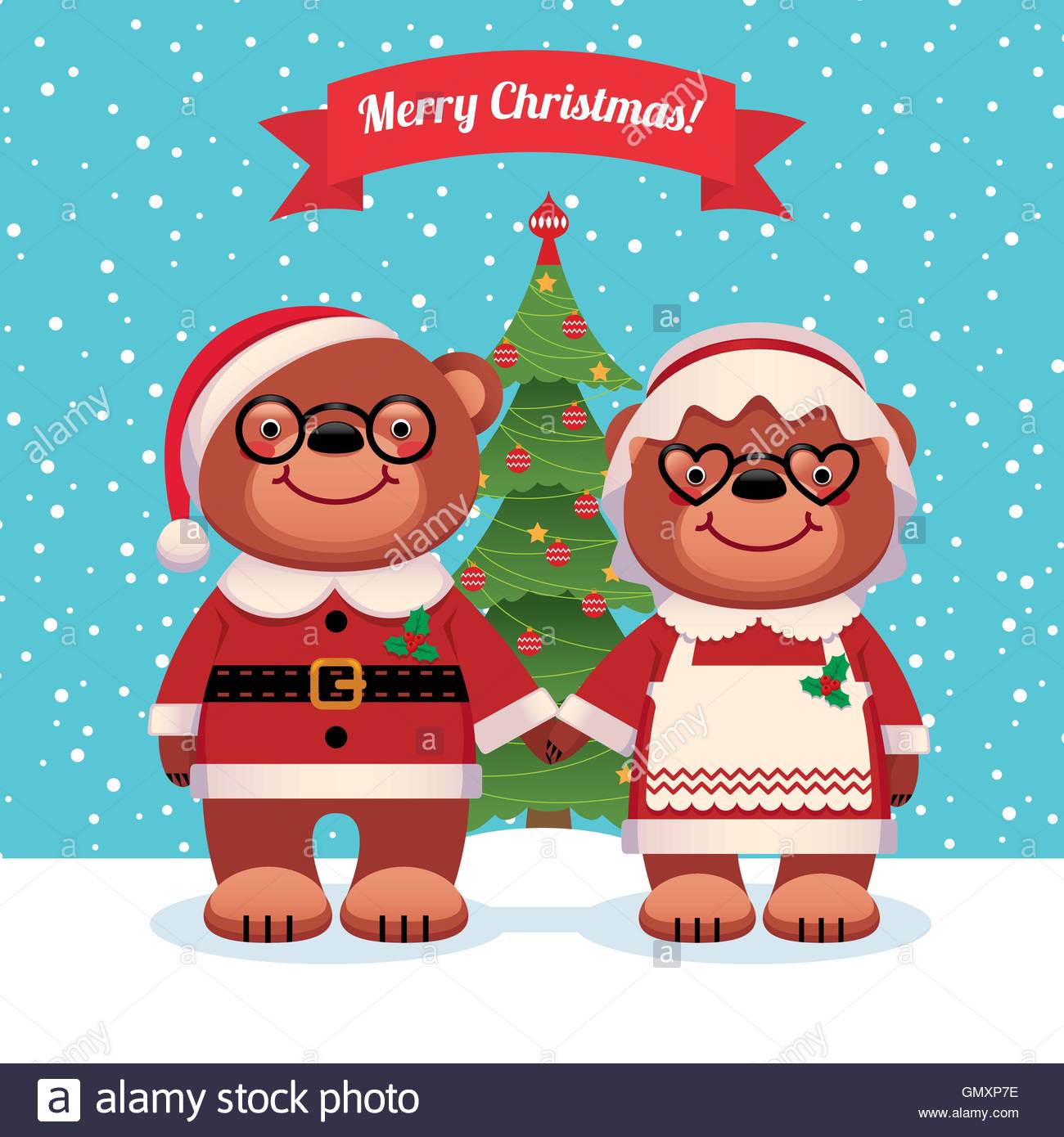 Santa Claus and his wife bears Christmas Stock Image