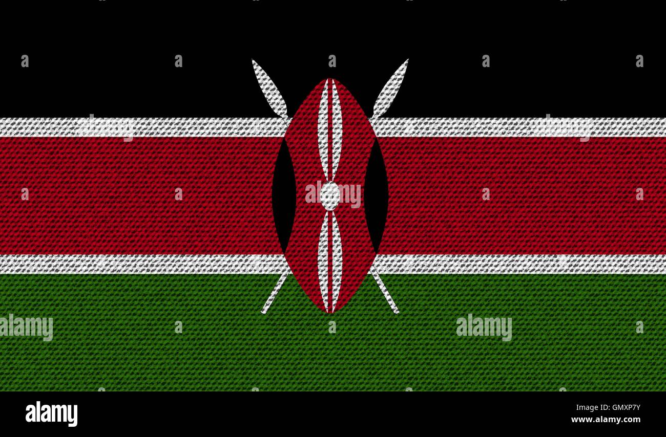 Flags Kenya on denim texture. Vector Stock Vector