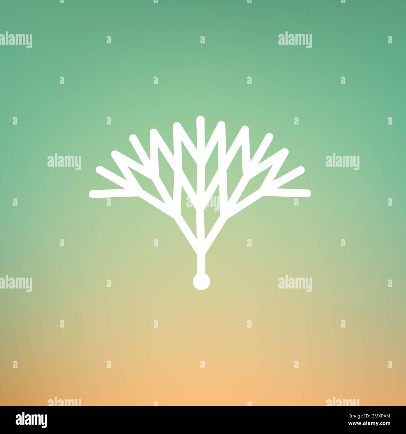 Vector Minimalistic Linear Cybernetic Circuit Tree Logo in a Simple Modern Style Stock Vector