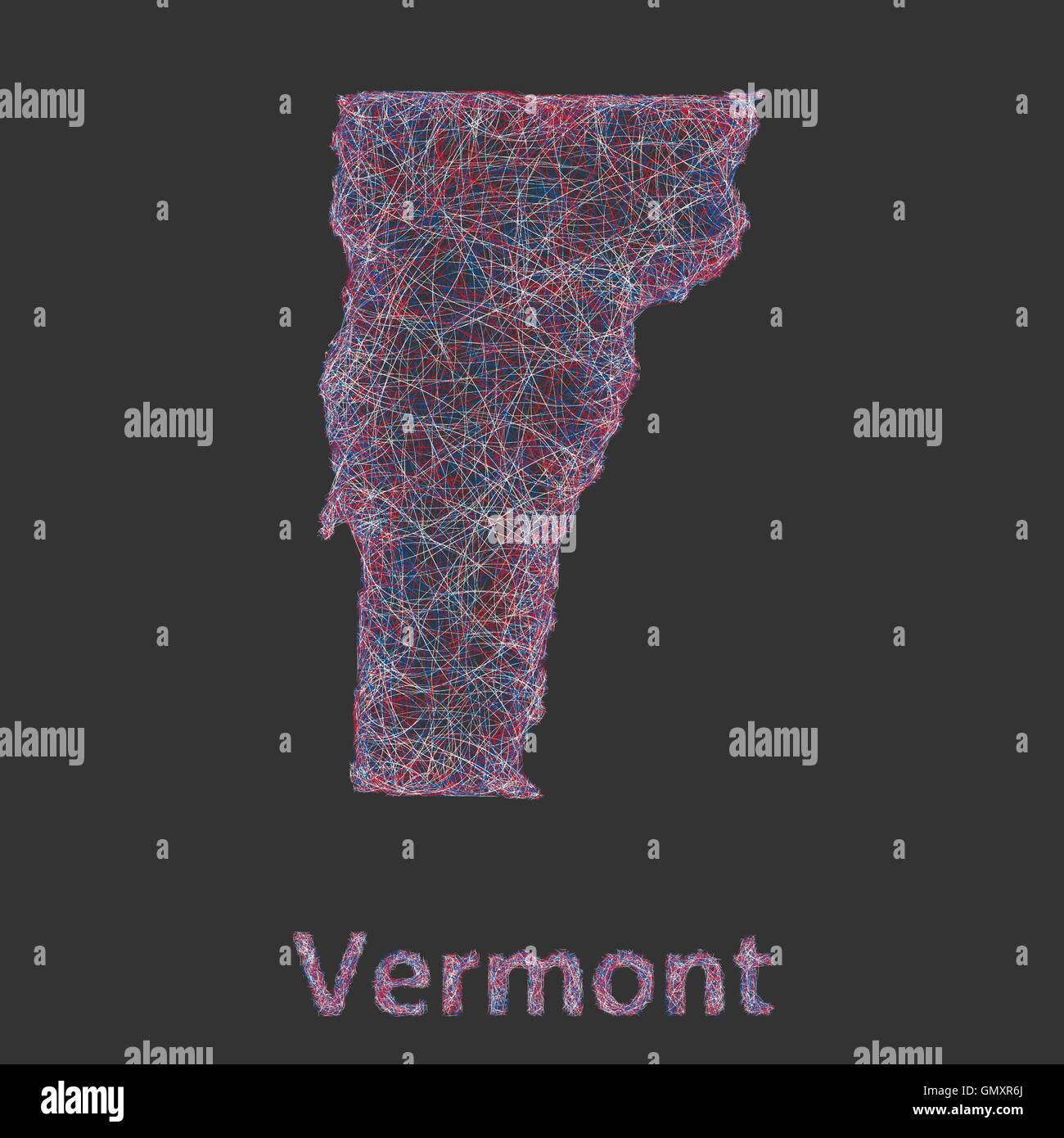 Vermont line art map Stock Vector