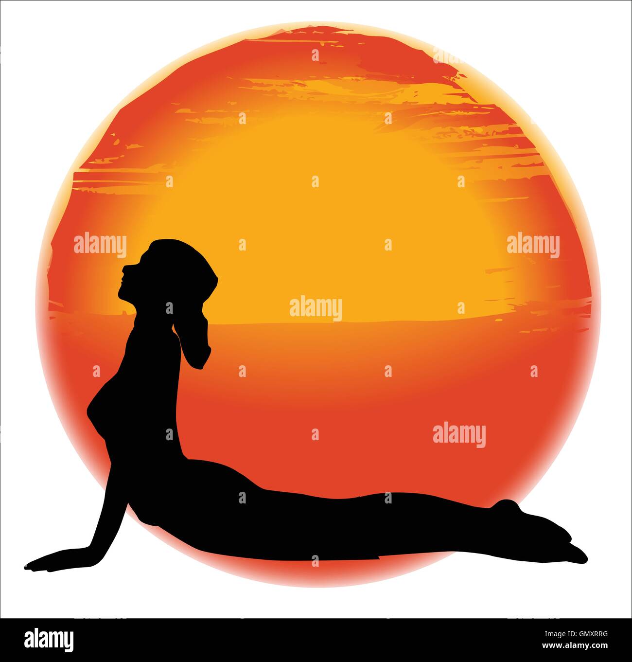 Yoga positions silhouettes with om symbol. Illustration of five