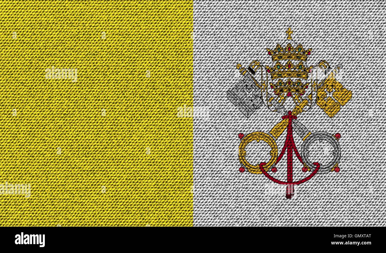 Flags Vatican CityHoly See on denim texture. Vector Stock Vector