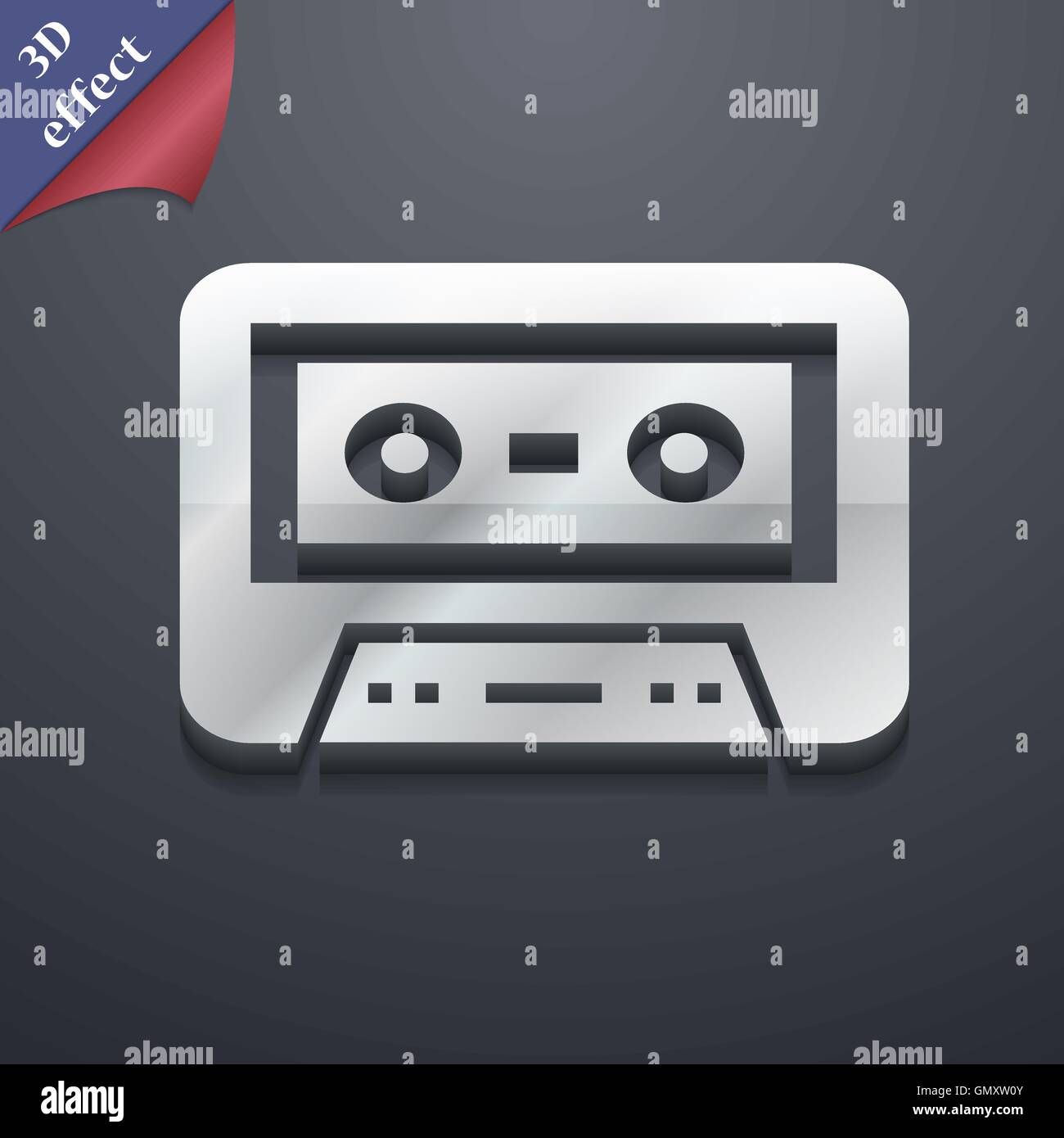 audiocassette icon symbol. 3D style. Trendy, modern design with space ...